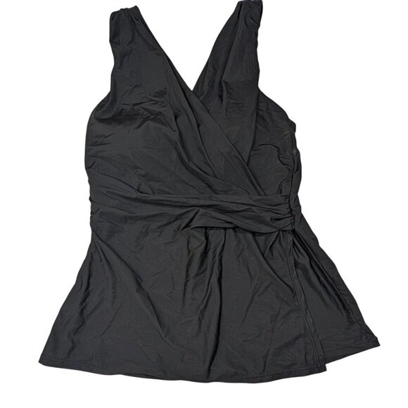 Lands' End Other - Lands End Tankini Top Black Wrap-Style Flowy Hem Swim Resort Beach Pool Womens 8